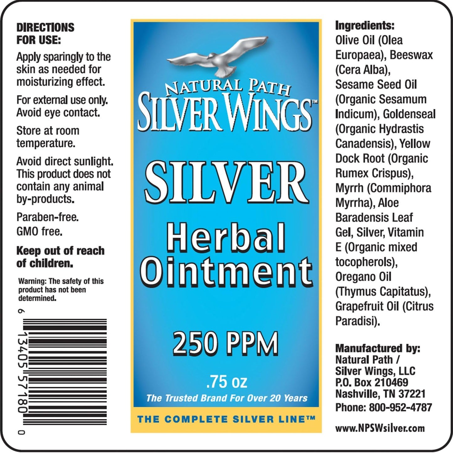 0.75 fl oz Natural Path Silver Wings Silver Herbal Ointment for Skin Support