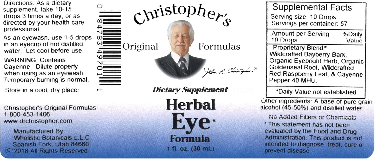 1 fl oz Christopher's Original Formulas Herbal Eyebright - Organic Eye Health Supplement