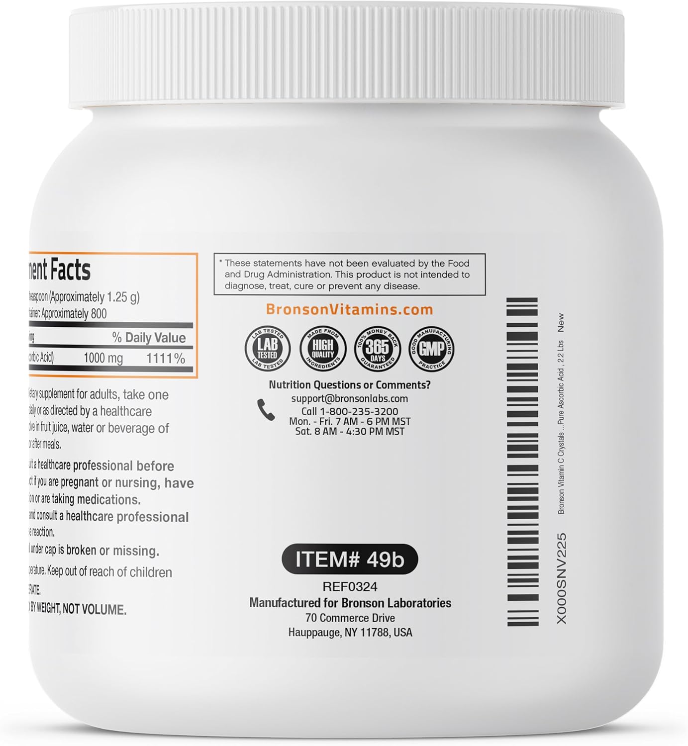 1 KG Bronson Vitamin C Powder Crystals - Pure Ascorbic Acid for Healthy Immune System & Cell Protection - Non GMO Antioxidant