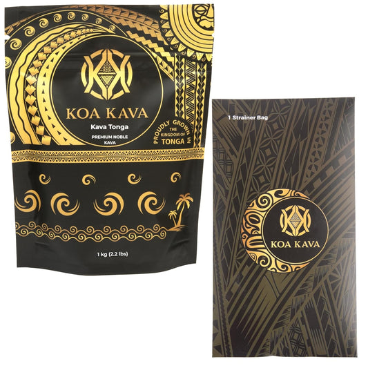 1 Kg Koa Kava Tonga with Strainer - Premium Kava Bundle