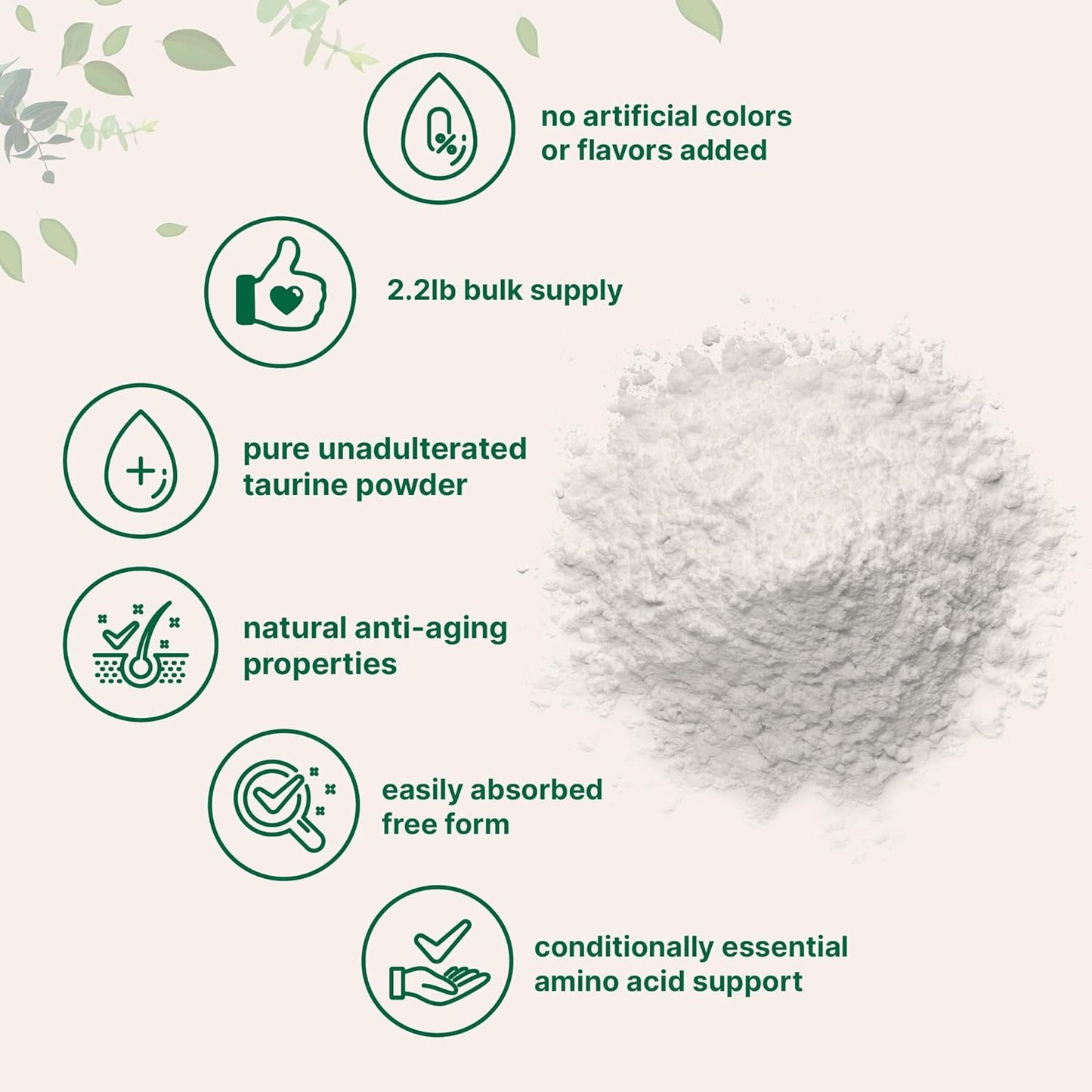 1 KG Micro Ingredients Taurine Powder Supplement - 2000mg Per Serving, Unflavored - 100% Pure Essential Amino Acids for Exercise, Energy, & Heart Support - Easily Absorbed Free Form