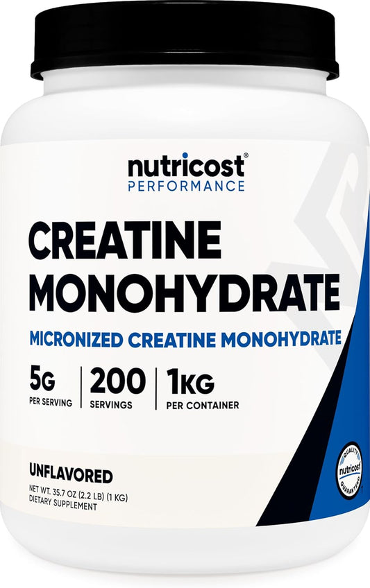 1 KG Nutricost Micronized Creatine Monohydrate Powder - Pure Supplement for Muscle Growth and Energy Boost