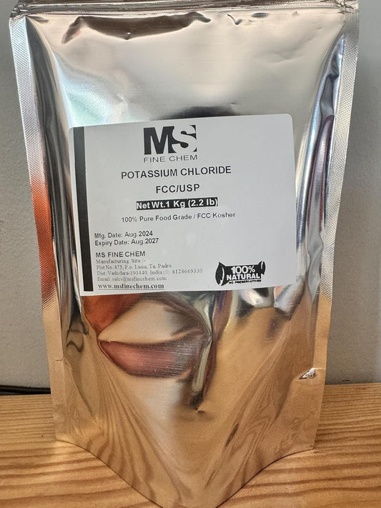 1 KG/2.2lb Potassium Chloride Powder - Salt Substitute & Electrolyte Supplement for Mineral Balance, Heart, Joint, Immune Health - Filler Free, Easy Dissolve