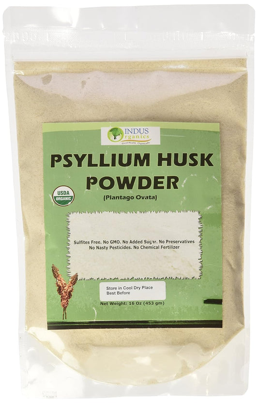 1 lb Bag of Premium Grade Indus Organics Psyllium Husk Powder - Freshly Packed and High Quality