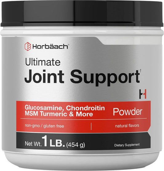 1 lb Horbäach Ultimate Joint Support Powder with Glucosamine, Chondroitin, MSM & Turmeric - Triple Action Support for Men and Women - Non-GMO, Gluten Free