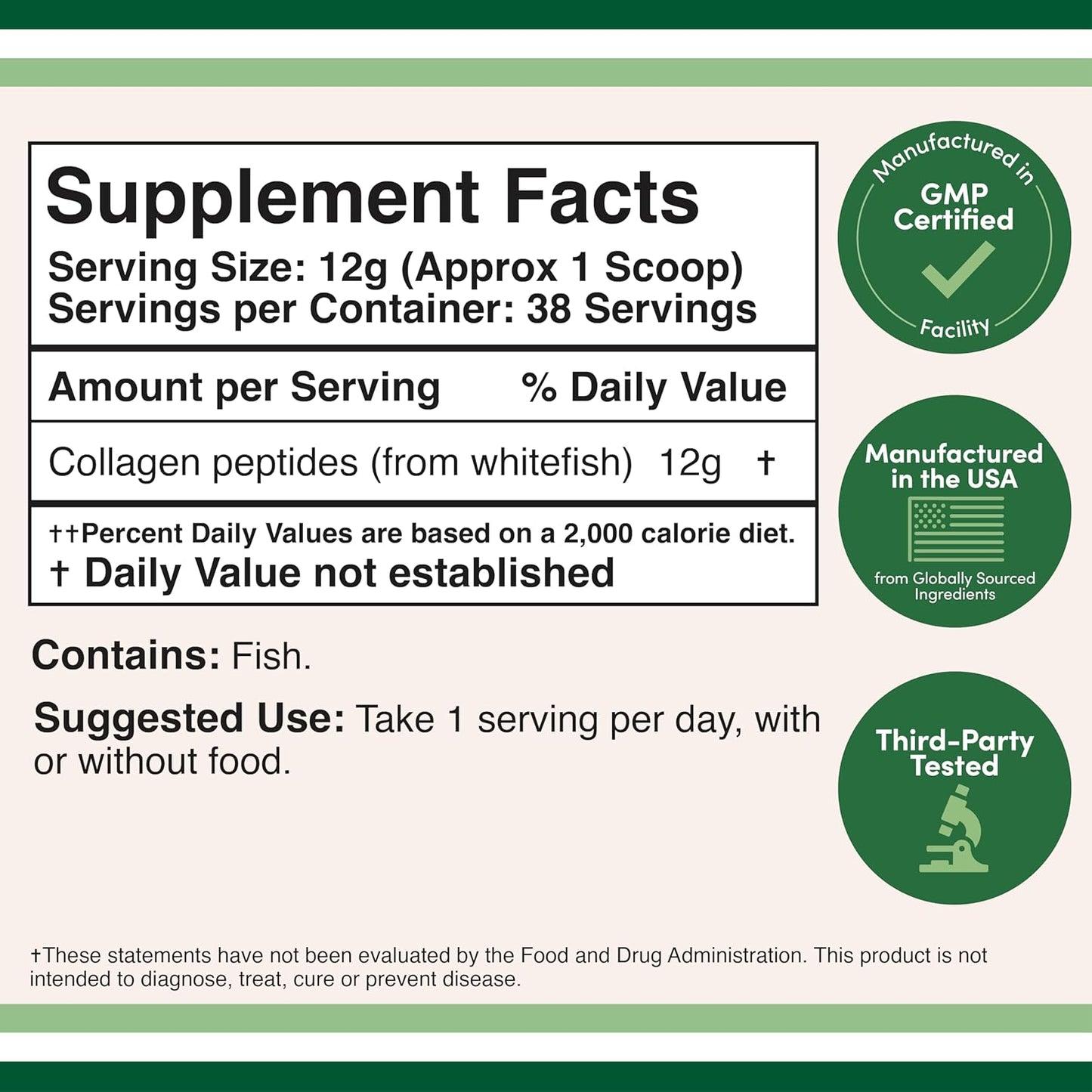 1 LB Marine Collagen Powder - Wildcaught, Unflavored, Quick Dissolve Peptides - Scoop Included, No Fillers - 38 Servings