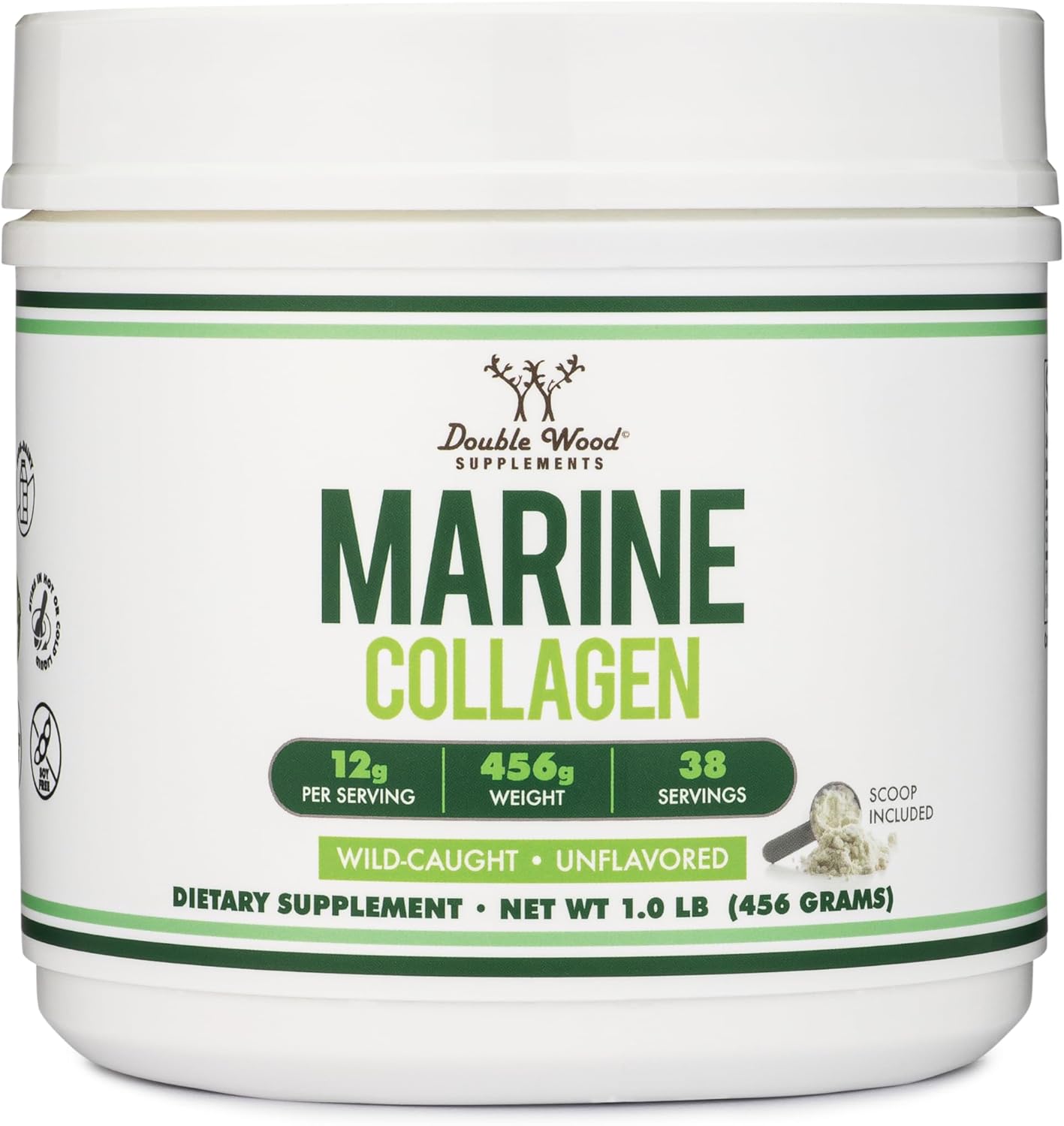 1 LB Marine Collagen Powder - Wildcaught, Unflavored, Quick Dissolve Peptides - Scoop Included, No Fillers - 38 Servings