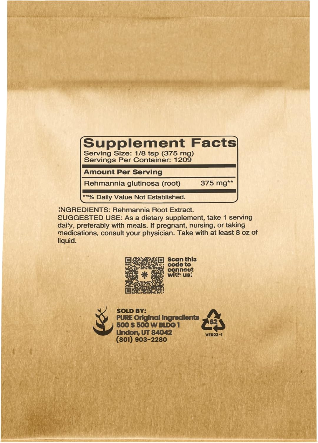 1 lb Non-GMO Rehmannia Root Extract Powder - Pure Chinese Foxglove, Traditional Herbal Supplement