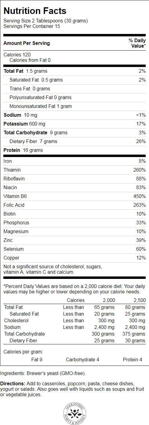 1 lb Swanson Brewer's Yeast Powder, Non-GMO, Pure & Natural - 454 g Powder