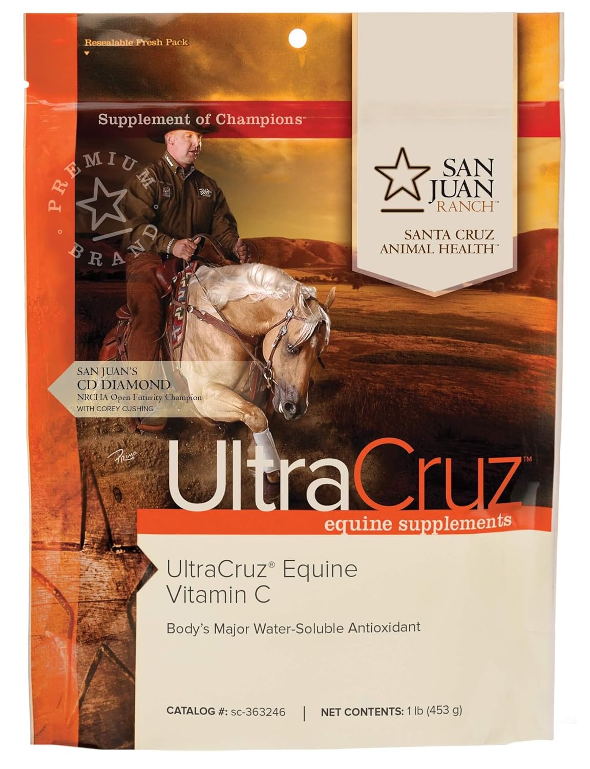 1 lb UltraCruz Equine Vitamin C Powder Supplement for Horses - Provides 50 Day Supply