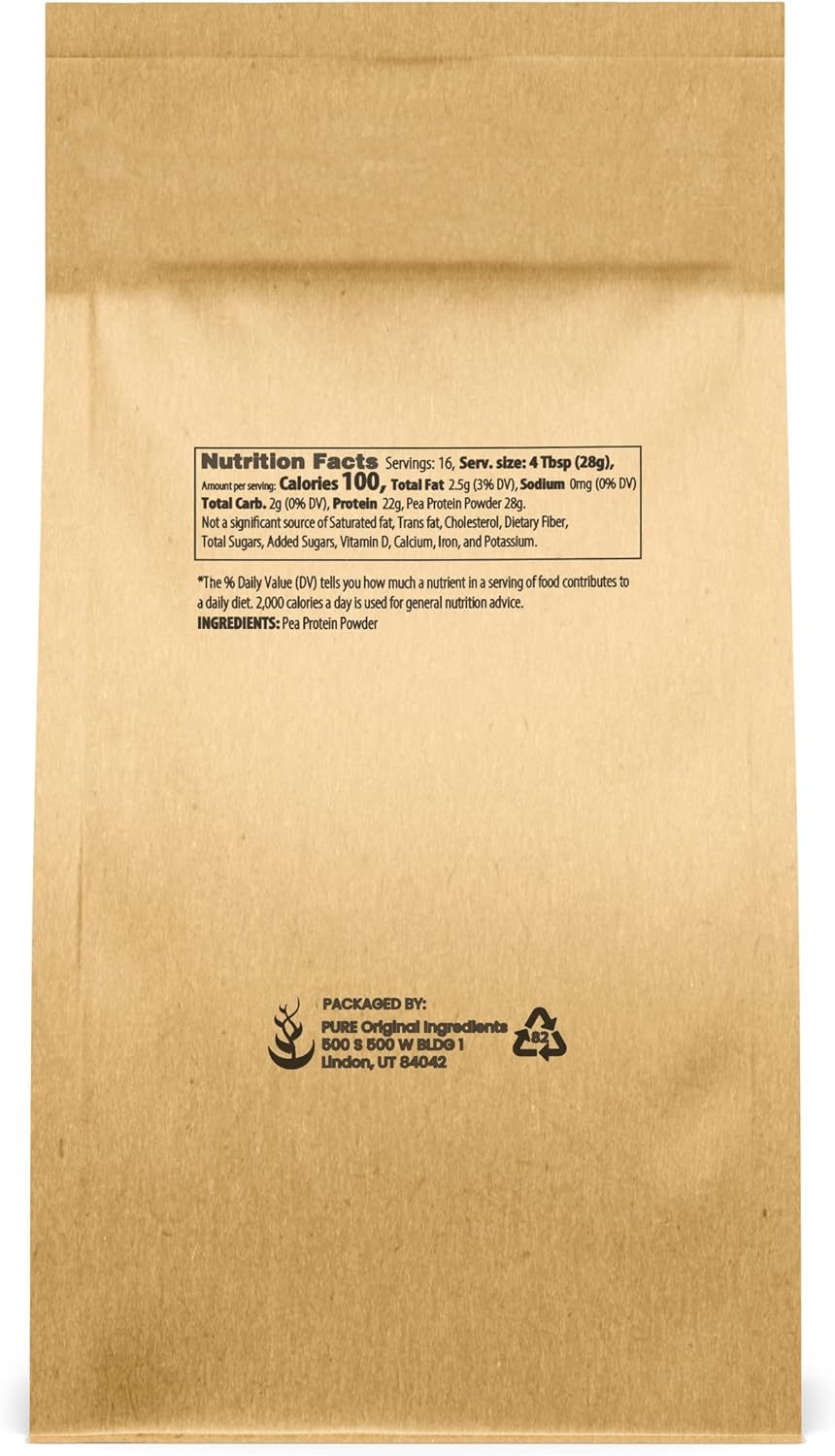 1 lb Yellow Pea Vegan Protein Powder - Gluten Free, Pure Original Ingredients