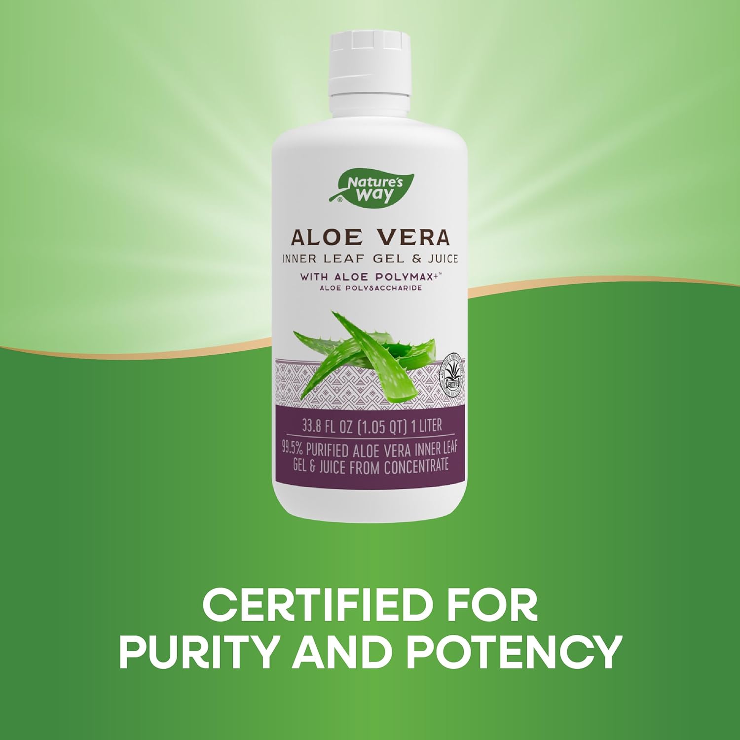 1 Liter Nature's Way Aloe Vera Inner Leaf Gel & Juice - Natural and Organic Dietary Supplement