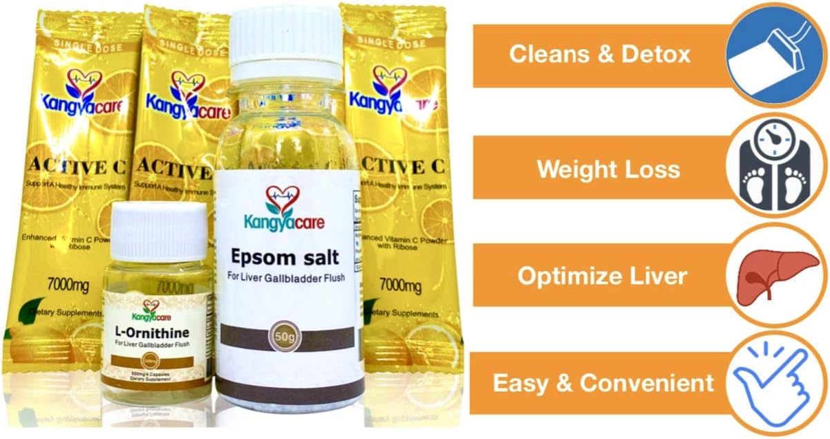 1-Night Liver and Gallbladder Cleanse for Detoxifying Liver, Gallbladder, and Bile Duct Tract & Colon - Kangyacare Liver Gallbladder Flush
