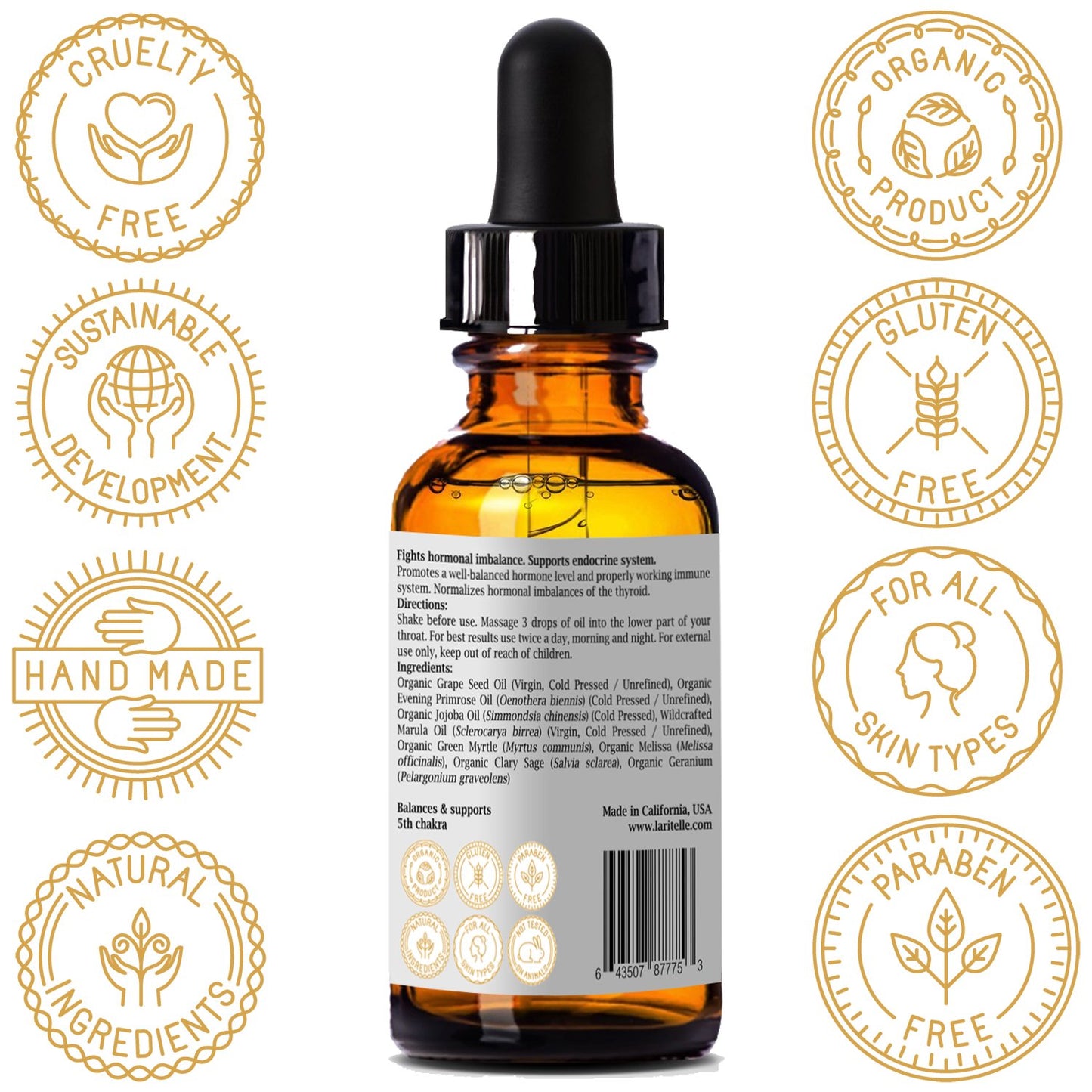1 oz Laritelle Organic Hormonal Balance & Thyroid Support Treatment | Fights Hormonal Imbalance, Supports Endocrine System | Normalizes Thyroid Hormonal Imbalances | Rejuvenating, Age-Defying Formula