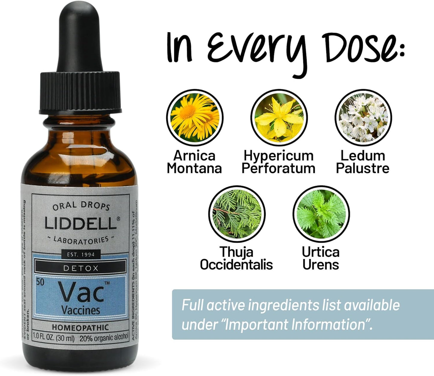 1 oz Liddell Homeopathic Vaccine Detox Oral Drops - Natural Oral Detox Solution