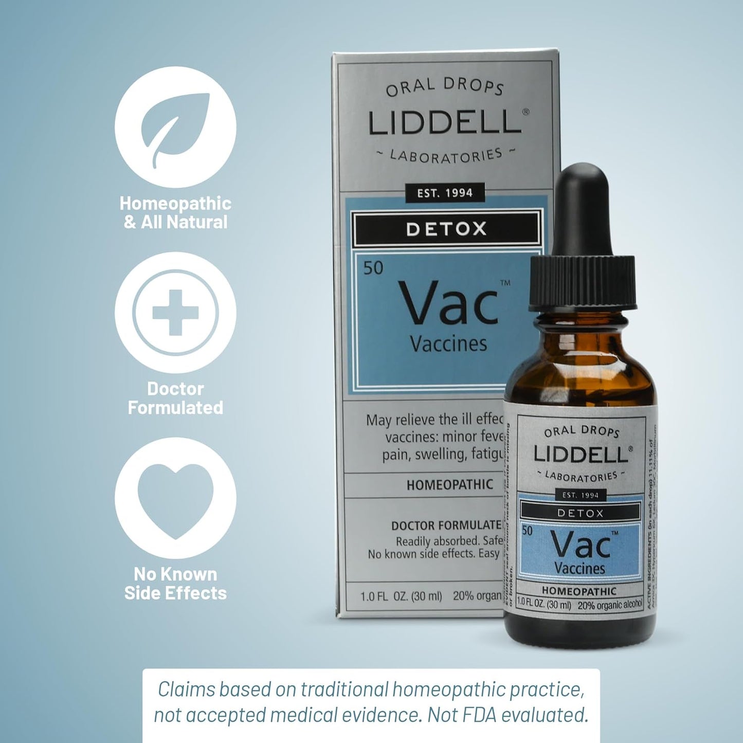 1 oz Liddell Homeopathic Vaccine Detox Oral Drops - Natural Oral Detox Solution