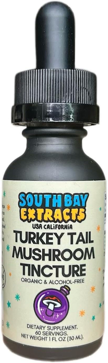 1 oz South Bay Extracts Turkey Tail Mushroom Double Extraction Tincture - Immune Support Elixir - Vegan Liquid Drops - Organic USA-Made Supplement