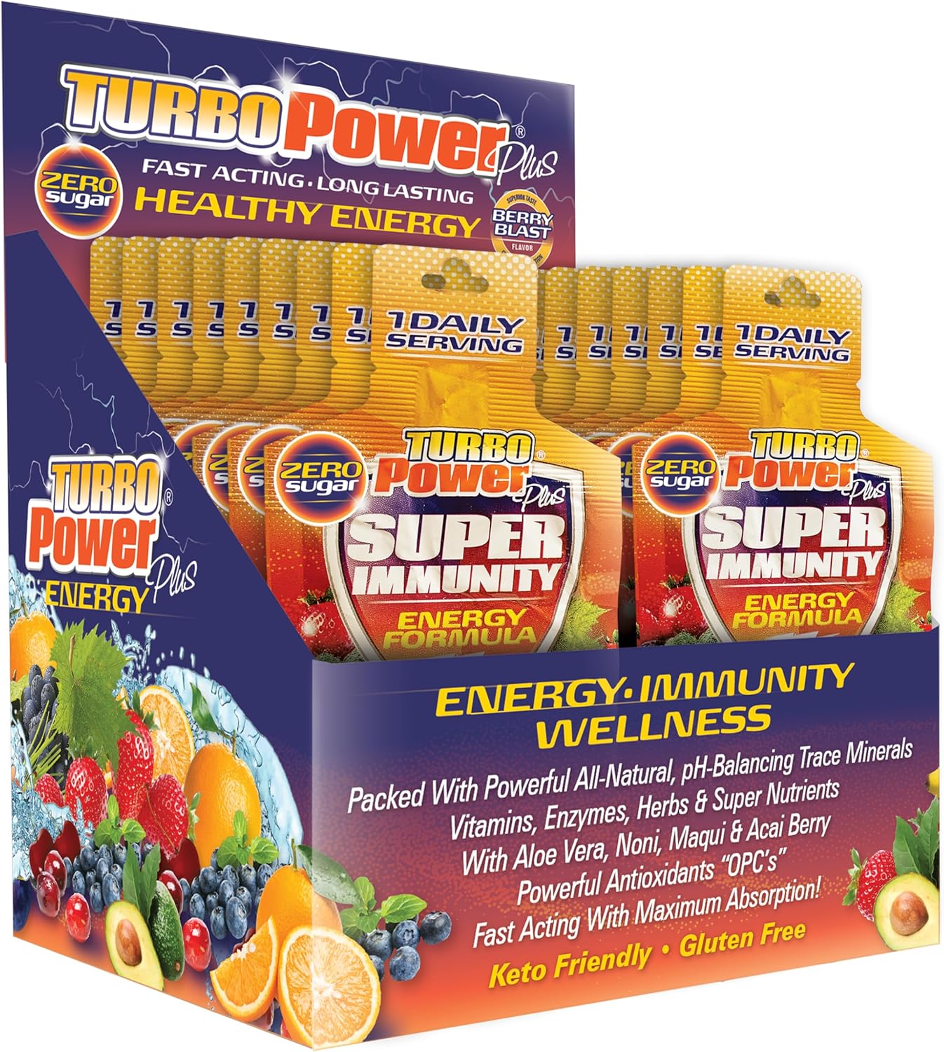 1 Oz Turbo Power Plus Immune Support Energy Formula with 17 Antioxidants, 47 Vitamins, Enzymes, D3, A, C, Zinc, Trace Minerals