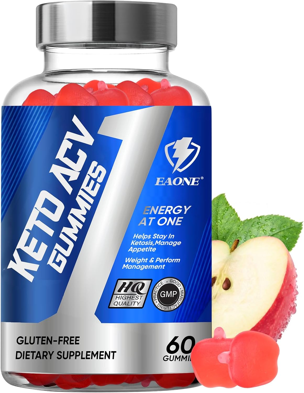 1 Pack of EAONE Advanced Keto ACV Gummies with 2000mg - Includes ACV, B6, B12, and Folate - Keto Gummy Supplement for Women and Men