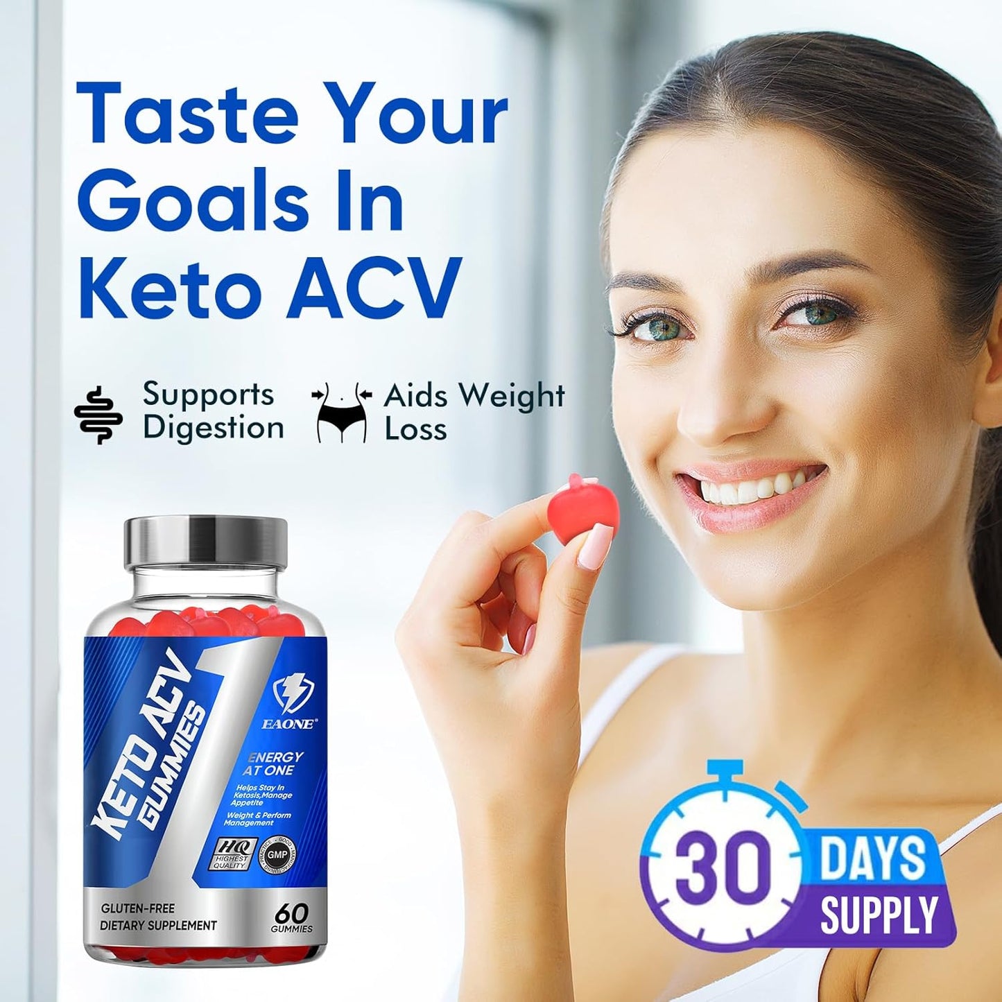 1 Pack of EAONE Advanced Keto ACV Gummies with 2000mg - Includes ACV, B6, B12, and Folate - Keto Gummy Supplement for Women and Men