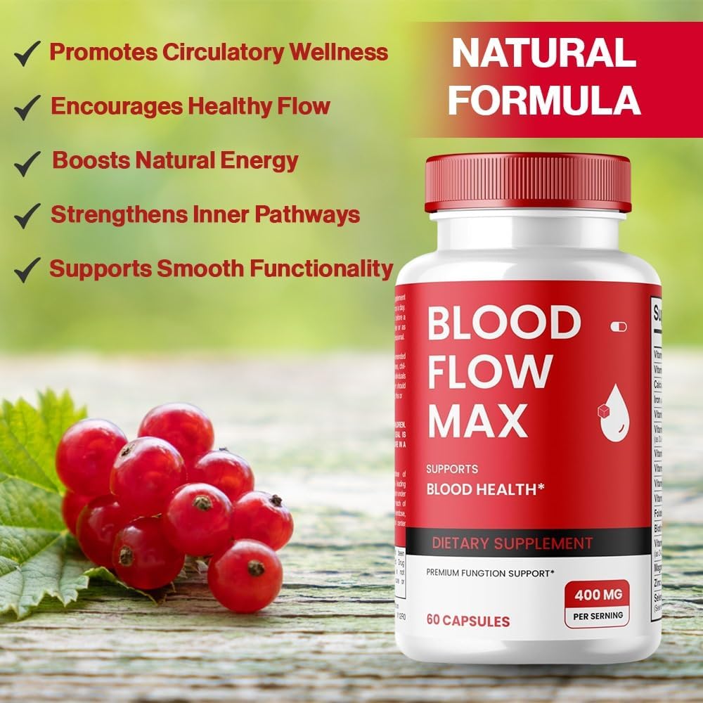 1 Pack of SPRESSO Blood Flow Max Capsules - Advanced Formula for Healthy Blood Circulation - Maximum Strength Supplement - All Natural Vitamin Pills for Overall Wellness