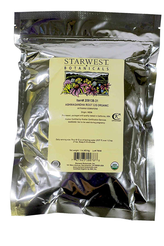 1 Pound of Organic Ashwagandha Root Cut and Sifted by Starwest Botanicals