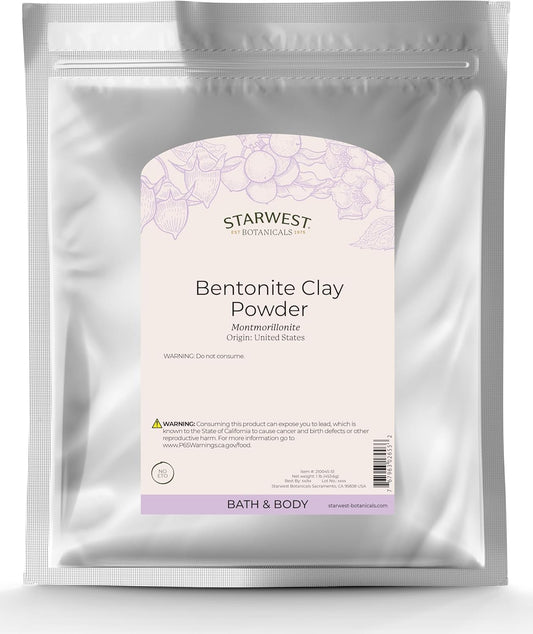 1 Pound Starwest Botanicals Sodium Bentonite Clay for Detoxifying Masks and Skin Care