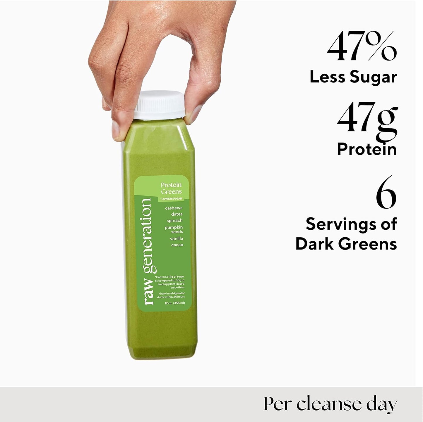 10-Day Lower Sugar Detox Cleanse - Boost Digestion, Eliminate Bloating & Detox Gut, Colon, Liver - 47g Protein Daily - Non-GMO Plant-Based Juices