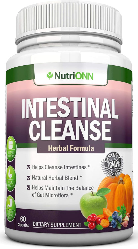 10-Day NutriONN Intestinal Cleanse Herbal Detox Program - Natural Wormwood, Cranberry, Goldenseal, Garlic & More