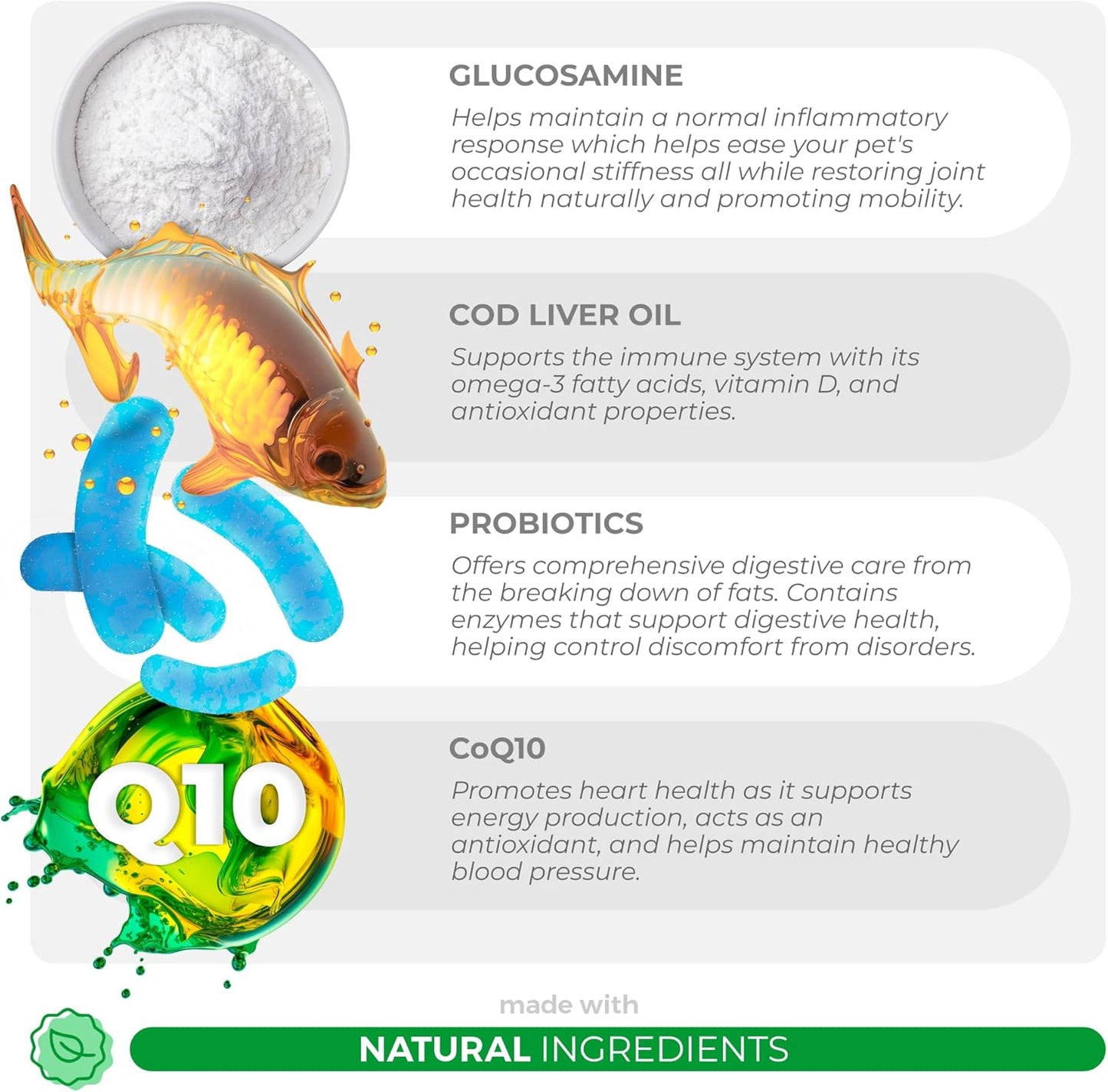 10 in 1 Dog Multivitamin with Glucosamine, Chondroitin, Probiotics, and Omega-3 for Joint, Skin, Heart, and Immune Health