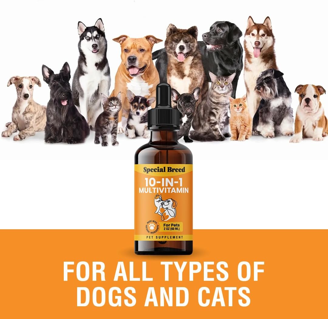 10-in-1 Liquid Multivitamin for Dogs and Cats with Glucosamine & Cranberry - 2 oz Bottle