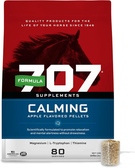 10 lb Bag of Formula 707 Calming Equine Supplement - 80 Servings - Anxiety Relief and Focus Support for Horses with L-Tryptophan, Thiamine, and Magnesium