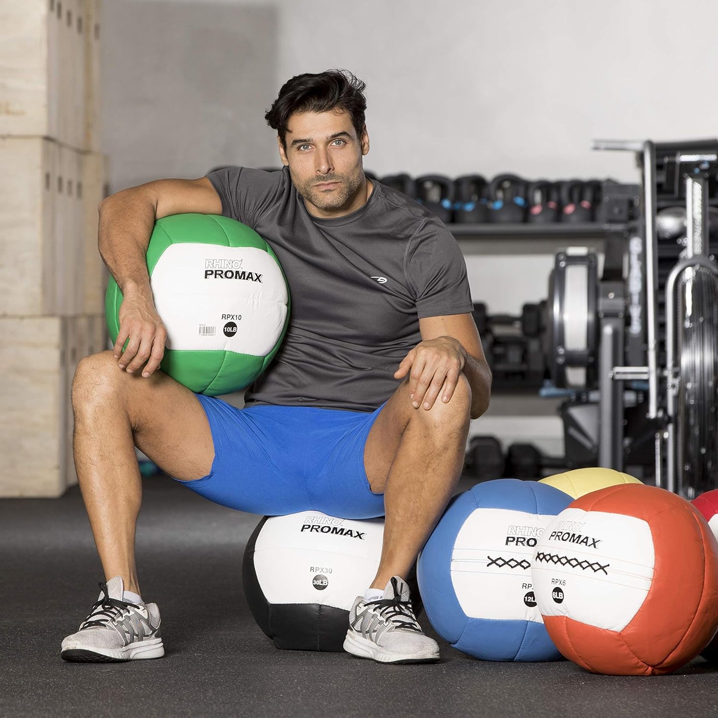 10 lb Champion Sports Rhino Promax Slam Ball - Soft Shell with Non-Slip Grip for Weightlifting, Plyometrics, Cross Training, & Home Gym
