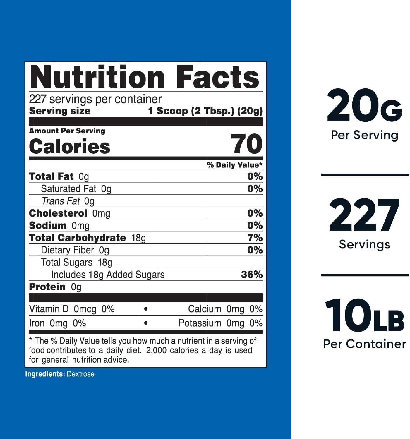 10 LB Nutricost Dextrose Powder - Non-GMO, Gluten-Free Formula