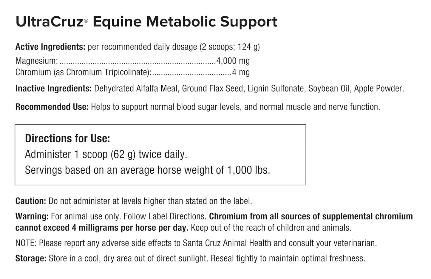 10 lb Pellet UltraCruz Equine Metabolic Support Supplement - Ideal for Horses with Metabolic Issues