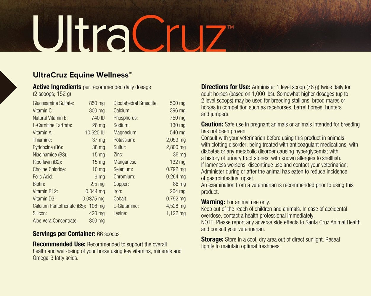 10 lb UltraCruz Equine Wellness Supplement Pellet - 33 Day Supply for Horses