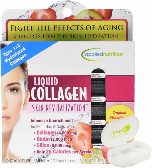 10 Lumintrail Liquid Collagen Skin Revitalization Supplements in Liquid Tubes with Pill Case