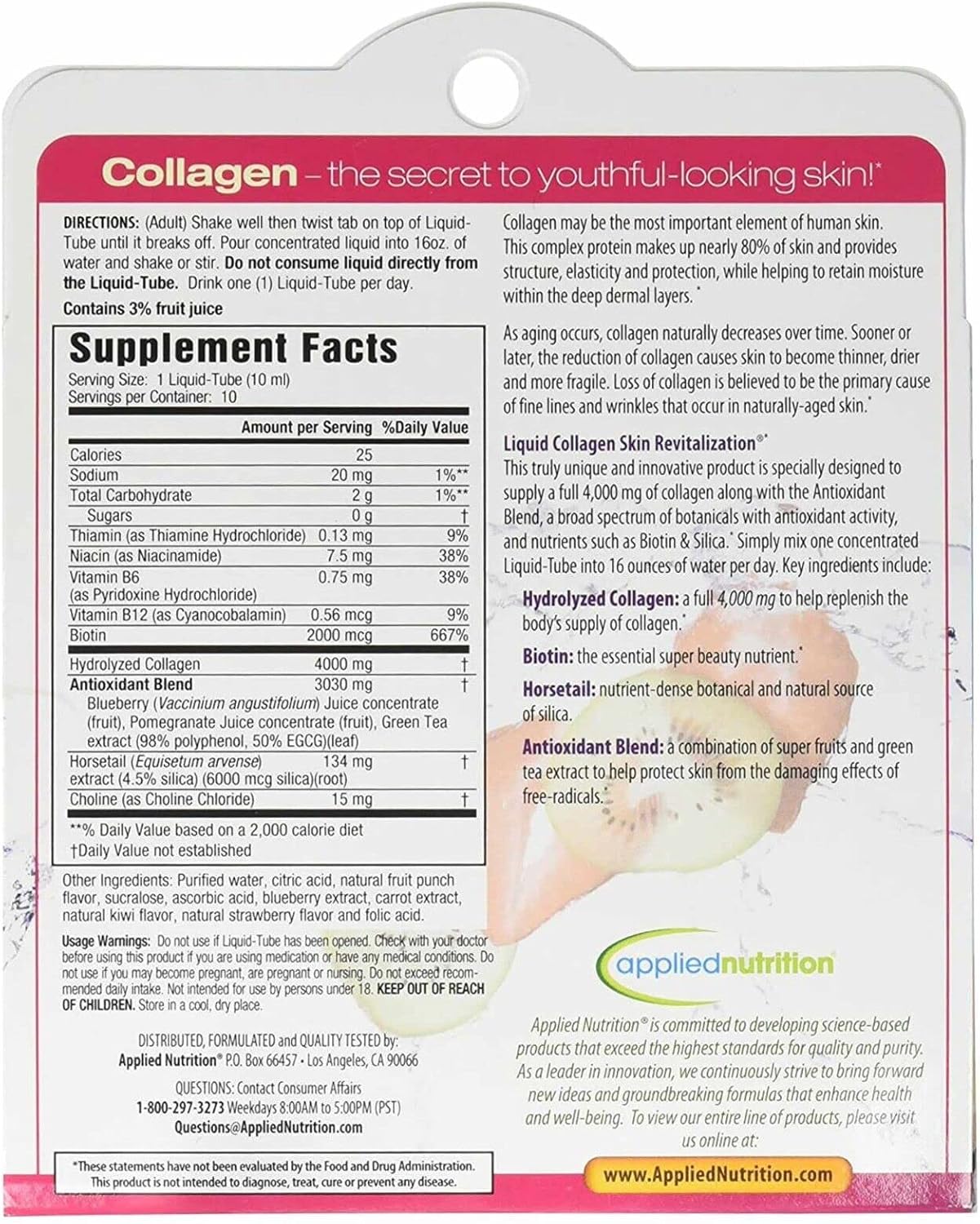 10 Lumintrail Liquid Collagen Skin Revitalization Supplements in Liquid Tubes with Pill Case