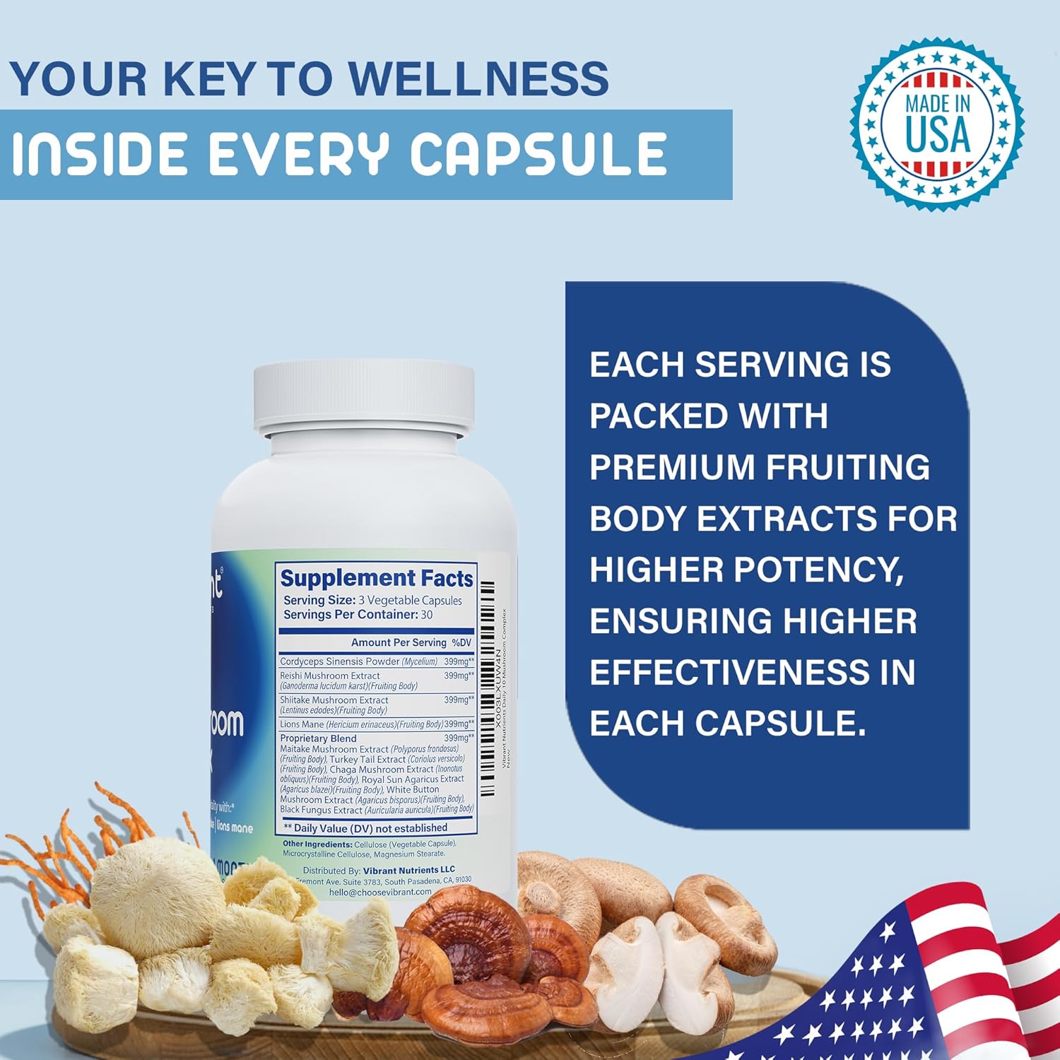 10 Mushroom Complex for Immune Support & Nootropic Brain Health - Lions Mane, Reishi, Cordyceps - Natural Energy & Stress Relief - Gluten Free, Non-GMO - 90 Veggie Capsules