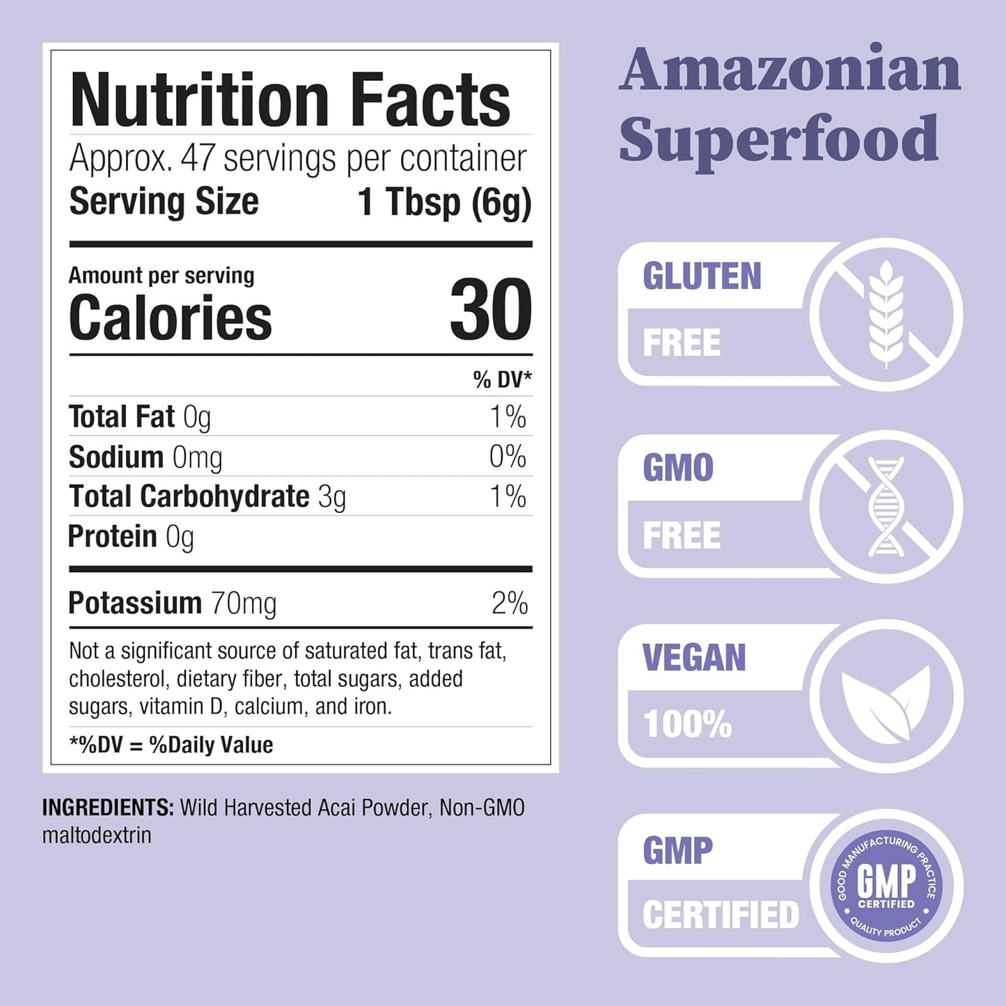 10 oz Nature Restore Brazilian Wild Harvested Acai Berry Powder - Non GMO & Gluten Free
