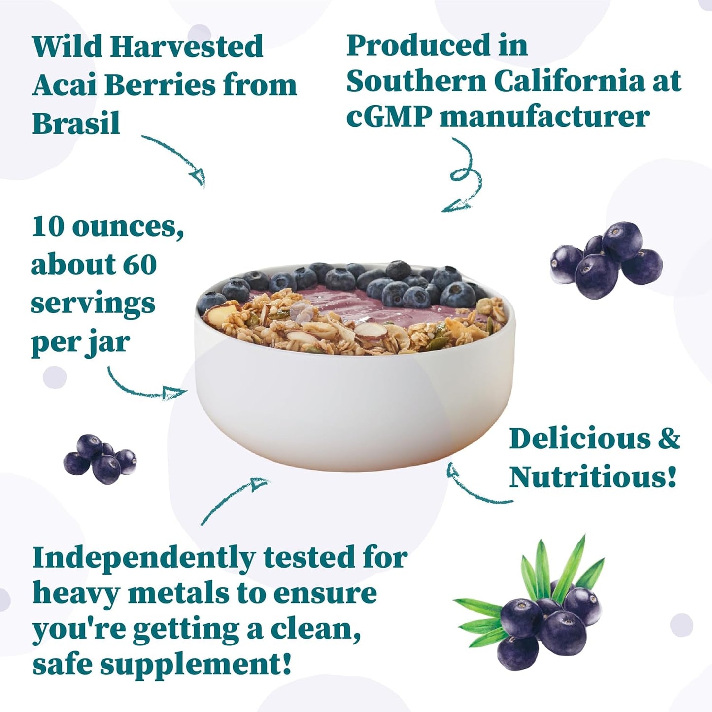 10 oz Nature Restore Brazilian Wild Harvested Acai Berry Powder - Non GMO & Gluten Free