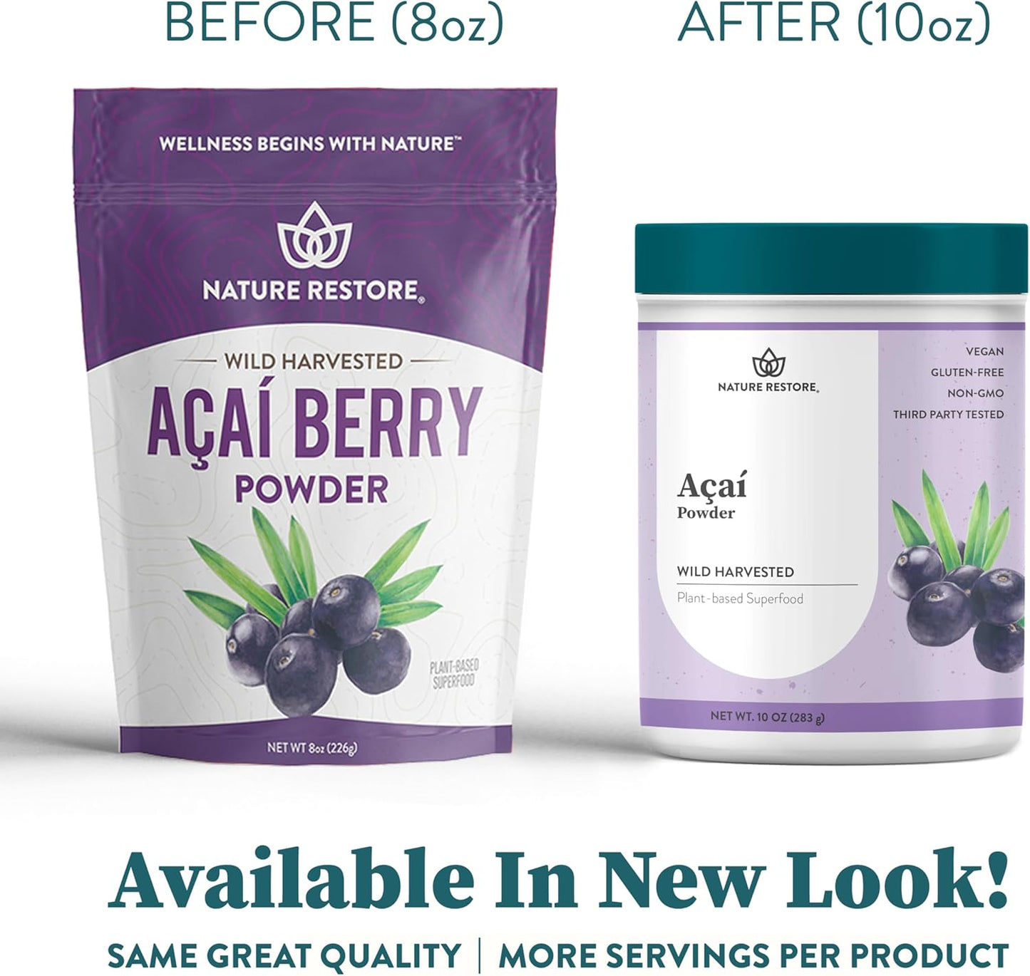 10 oz Nature Restore Brazilian Wild Harvested Acai Berry Powder - Non GMO & Gluten Free