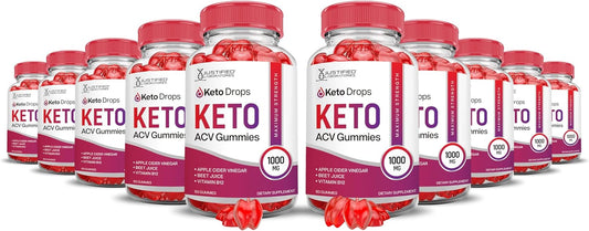 10 Pack Keto Drops and Gummies with ACV and Pomegranate Beet Juice - 1000MG Advanced Formula - Vegan and Non-GMO - 300 Gummies