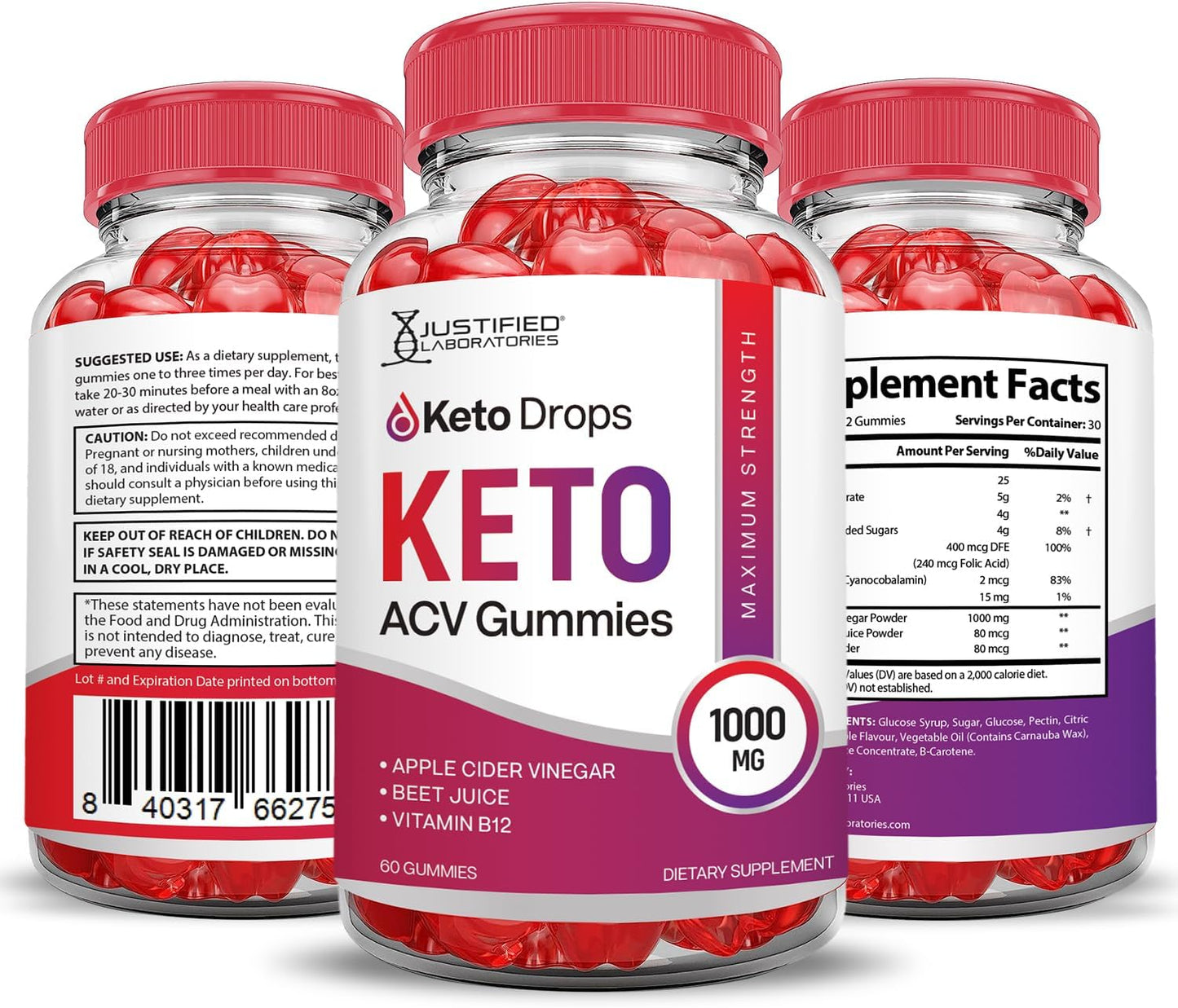 10 Pack Keto Drops and Gummies with ACV and Pomegranate Beet Juice - 1000MG Advanced Formula - Vegan and Non-GMO - 300 Gummies