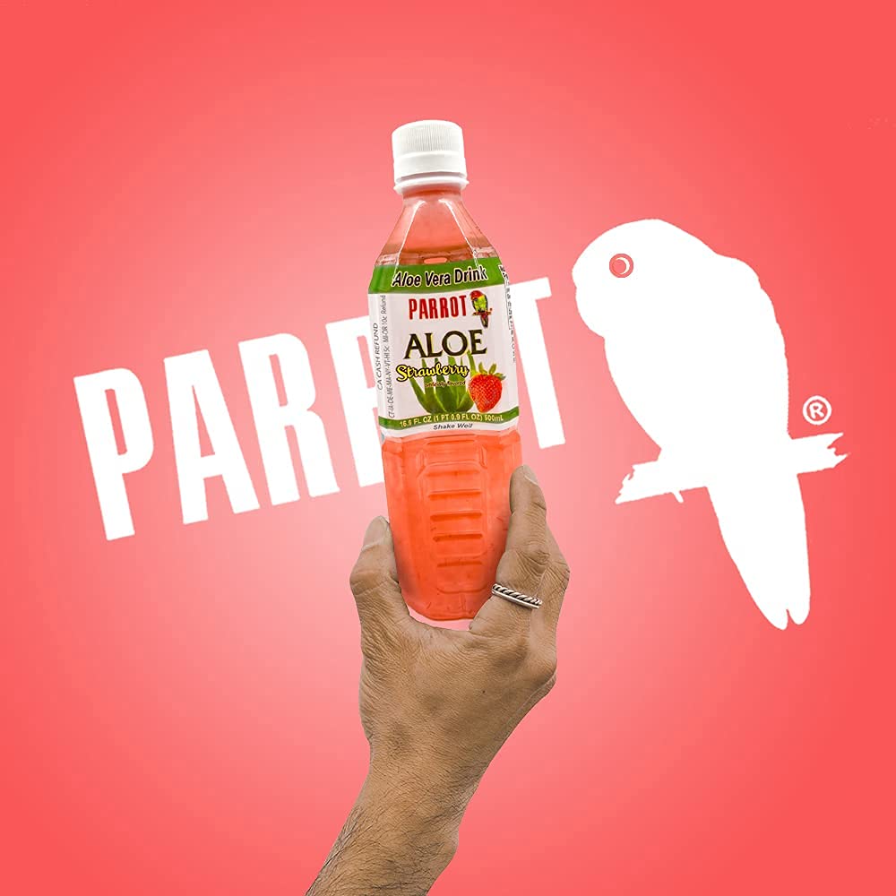 10-Pack Parrot Brand Aloe Strawberry Drink 16.9 fl.oz.