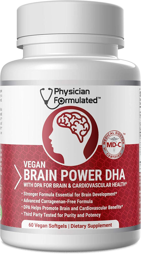 100% Algae-Based Vegan DHA for Brain & Prenatal Support with Astaxanthin - No Carrageenan or Vegetable Oil