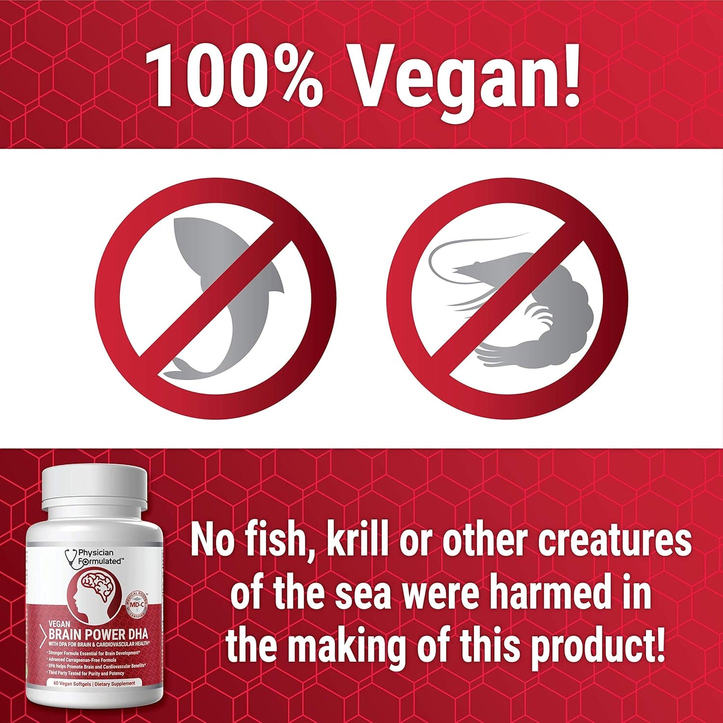 100% Algae-Based Vegan DHA for Brain & Prenatal Support with Astaxanthin - No Carrageenan or Vegetable Oil