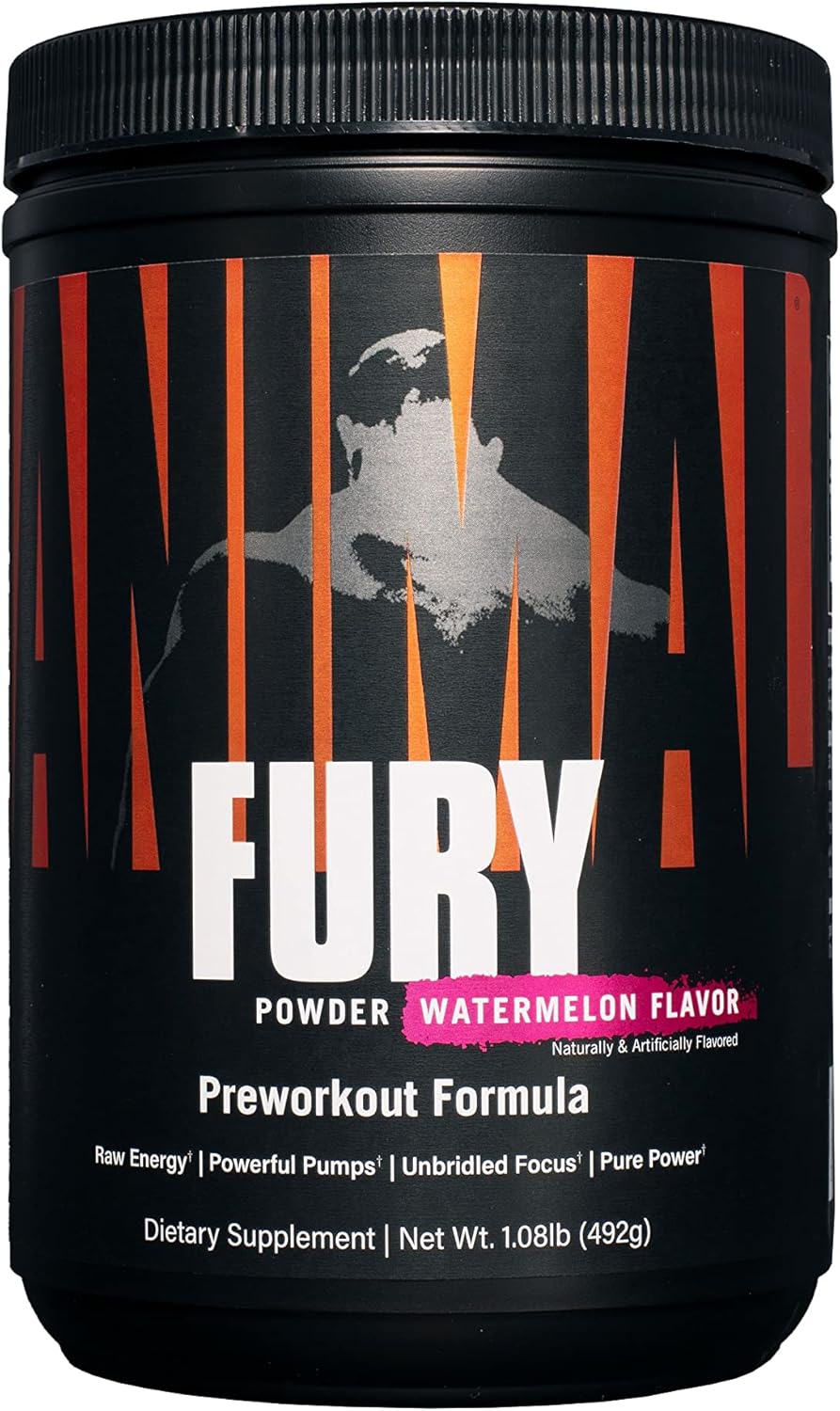 100% Animal Whey Protein Powder Blend for Pre- or Post-Workout Recovery with Fury Pre Workout Supplement for Energy and Focus