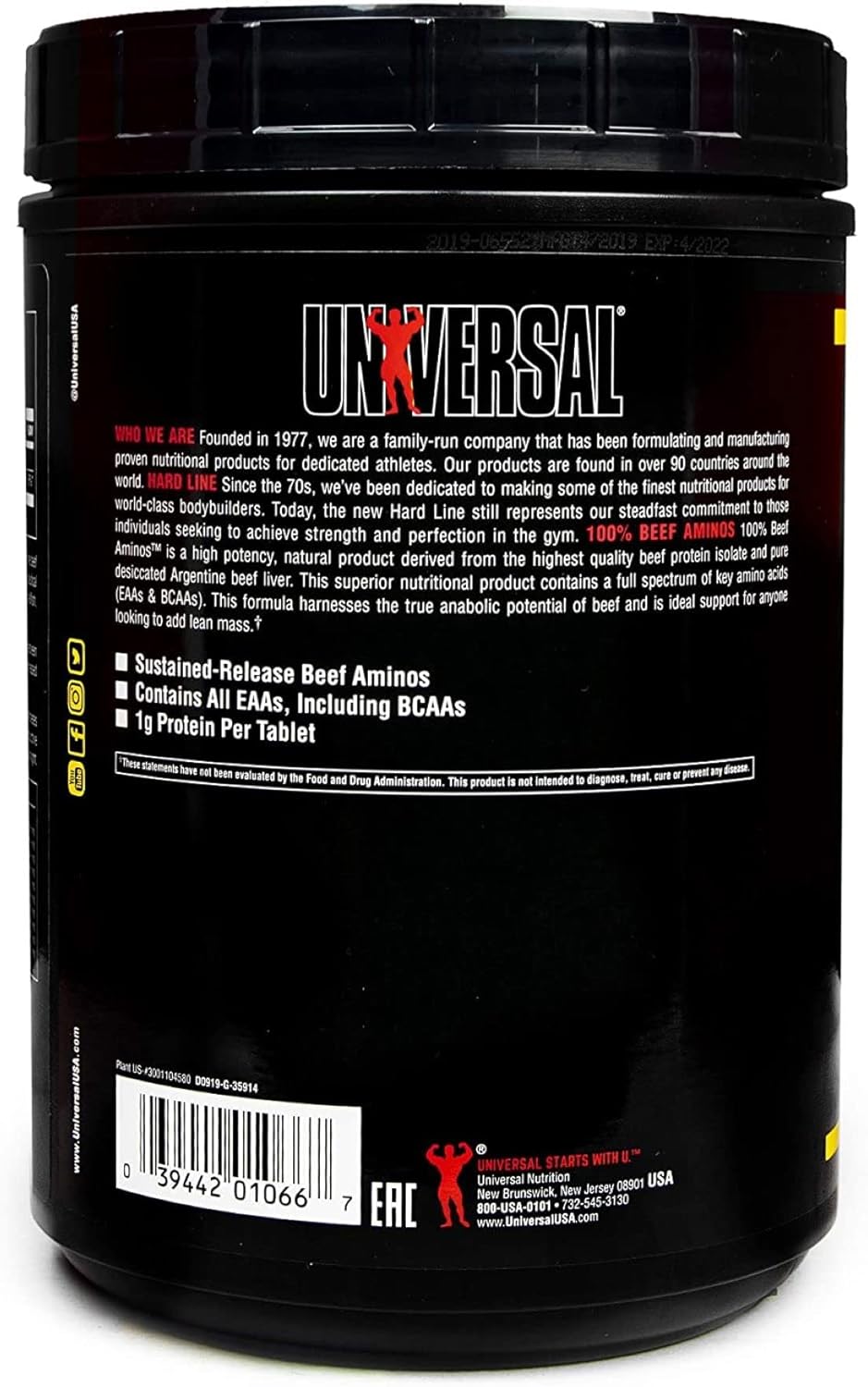 100% Beef Aminos Tablets - Full Spectrum EAAs, BCAAs & Protein - 200 Tablets