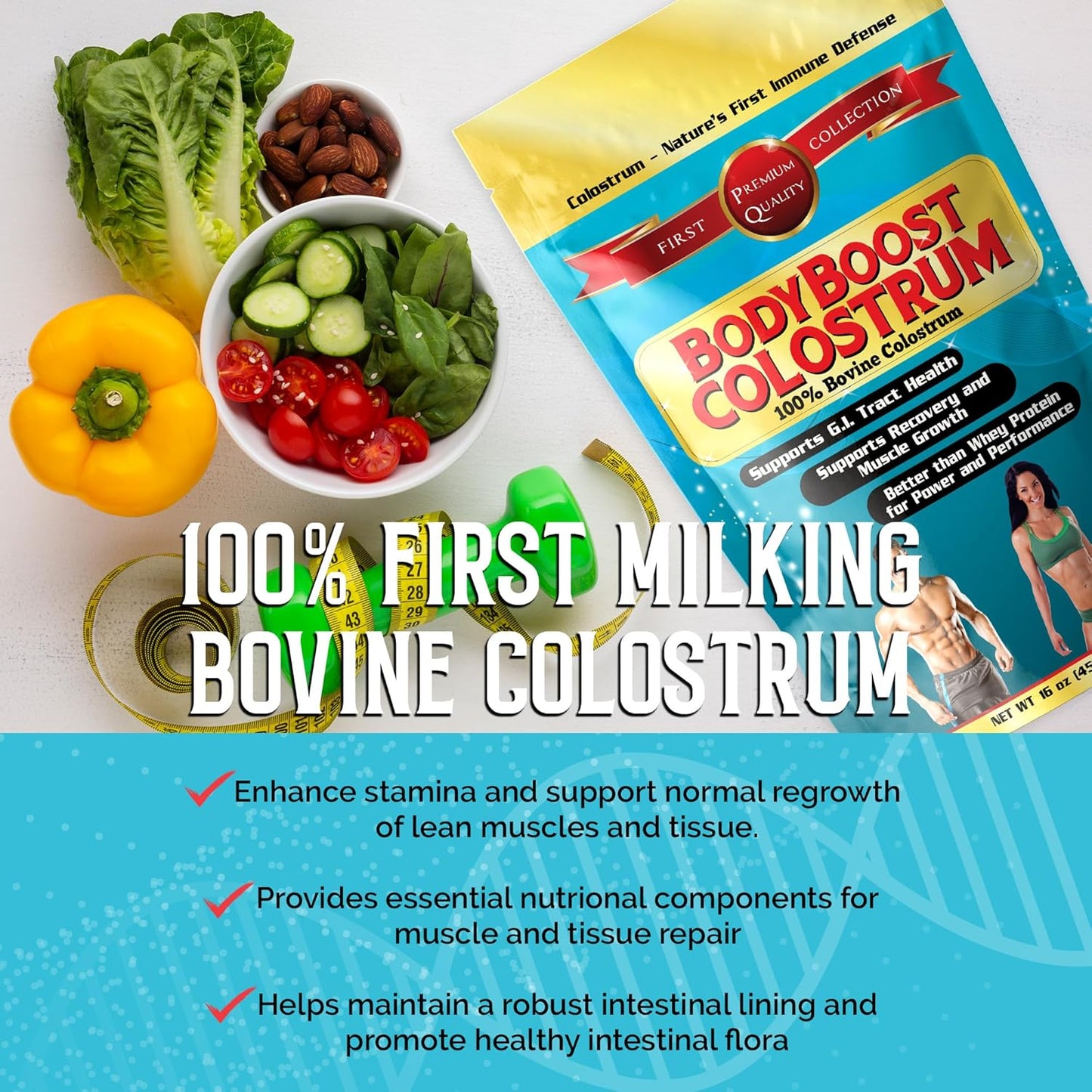 100% Bovine Colostrum Powder, Immune Booster with Immunoglobulin & Lactoferrin - Grass Fed Colostrum for Gut Health - 16 oz